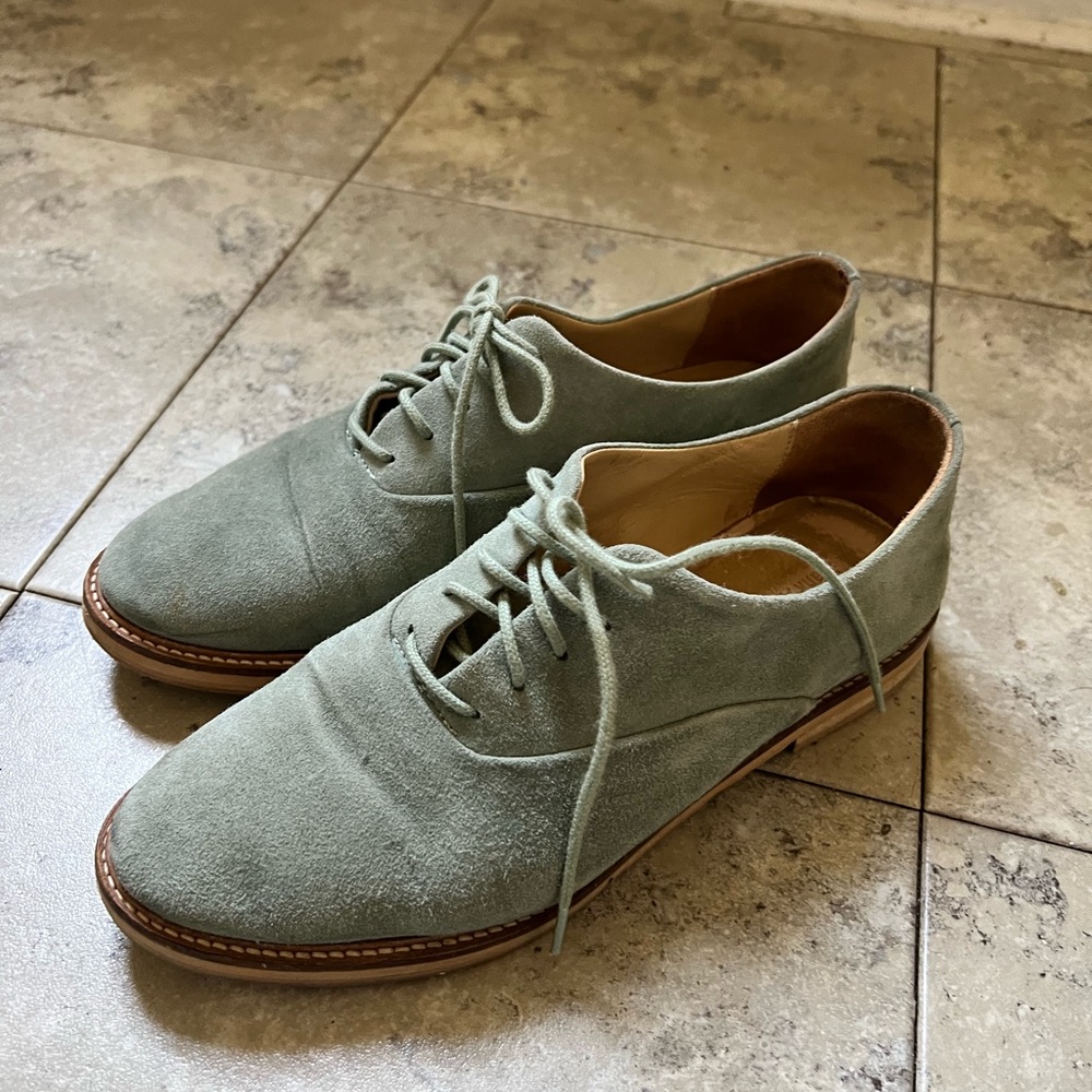 Frank & Oak Green Suede Women's Oxfords